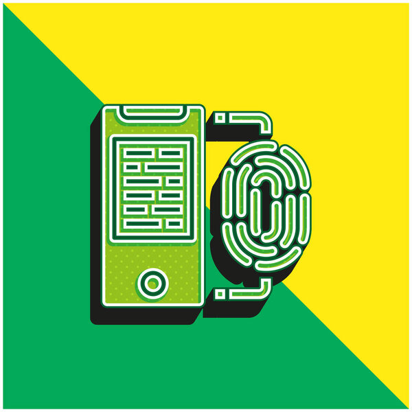 Biometric Green and yellow modern 3d vector icon logo