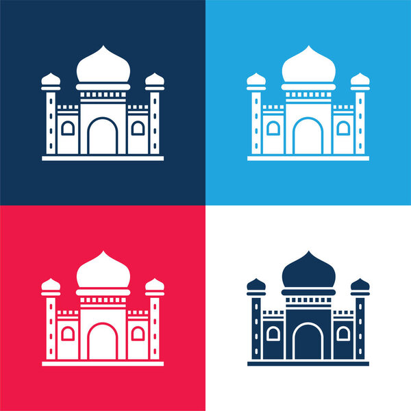 Blue Mosque blue and red four color minimal icon set