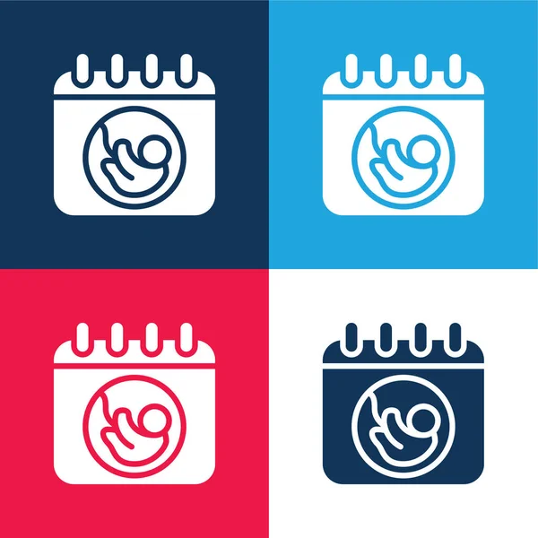 Birth Blue Red Four Color Minimal Icon Set — Stock Vector