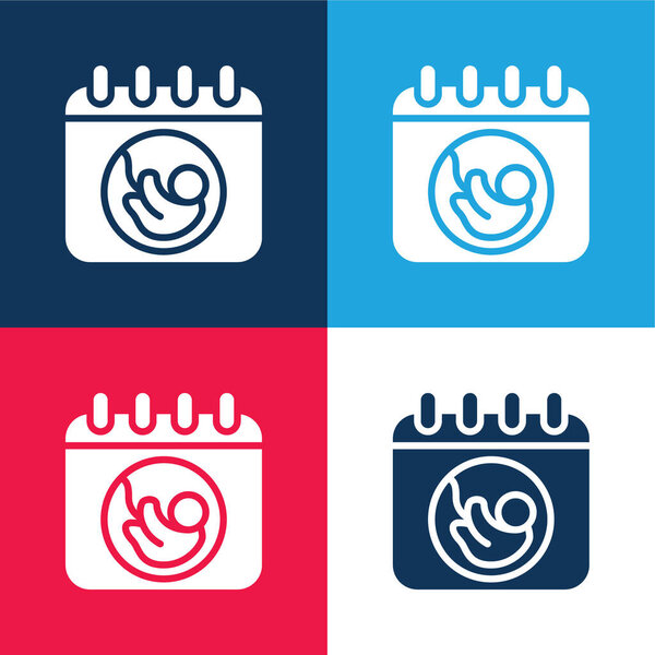 Birth blue and red four color minimal icon set