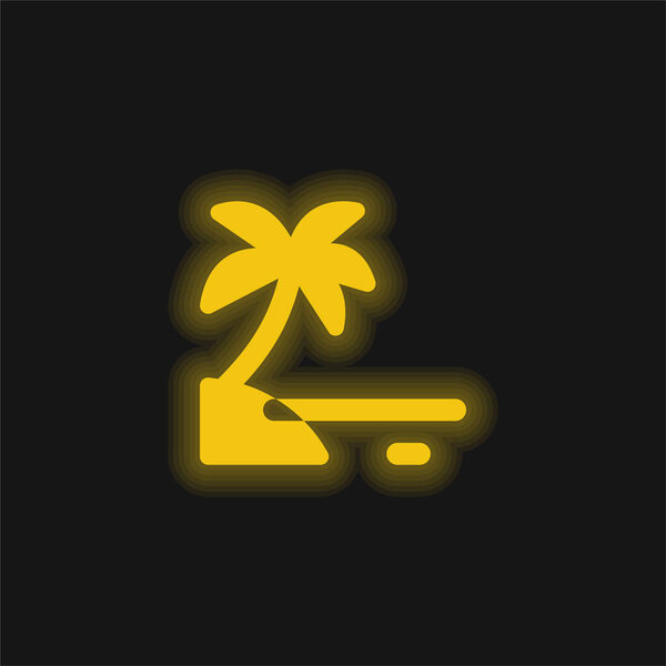Beach yellow glowing neon icon