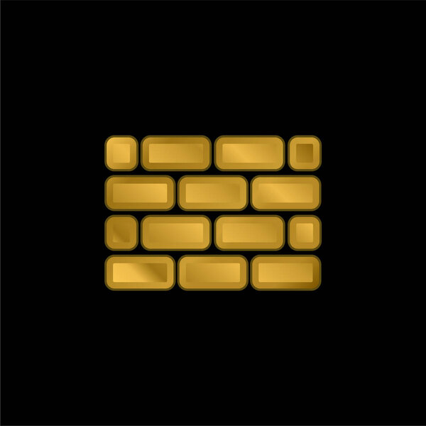 Brick Wall gold plated metalic icon or logo vector