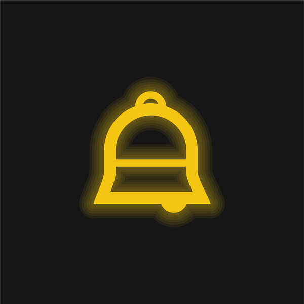Bell yellow glowing neon icon