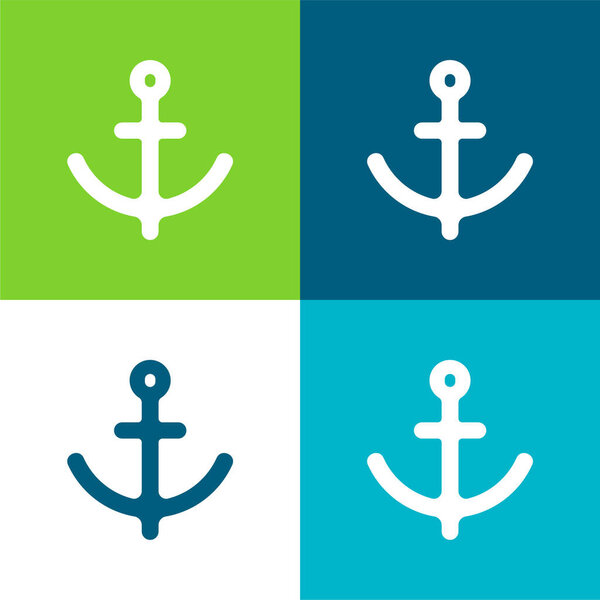 Anchor Flat four color minimal icon set