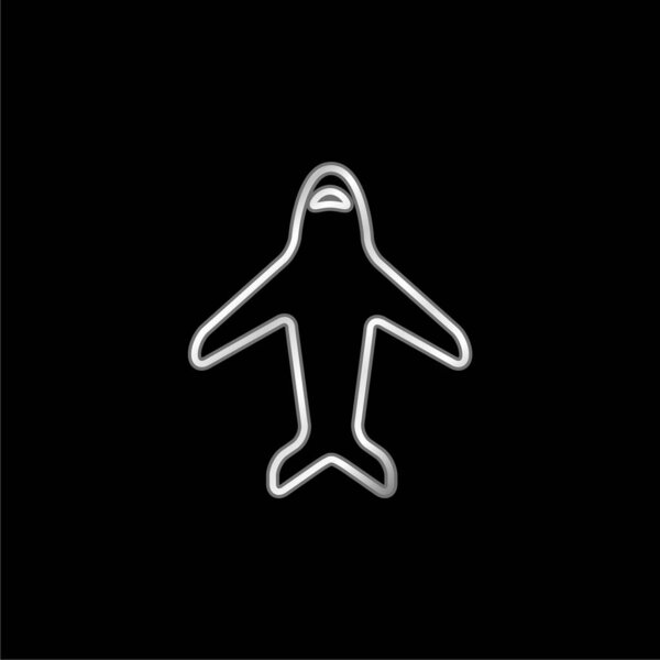 Airplane Ultrathin Outline silver plated metallic icon