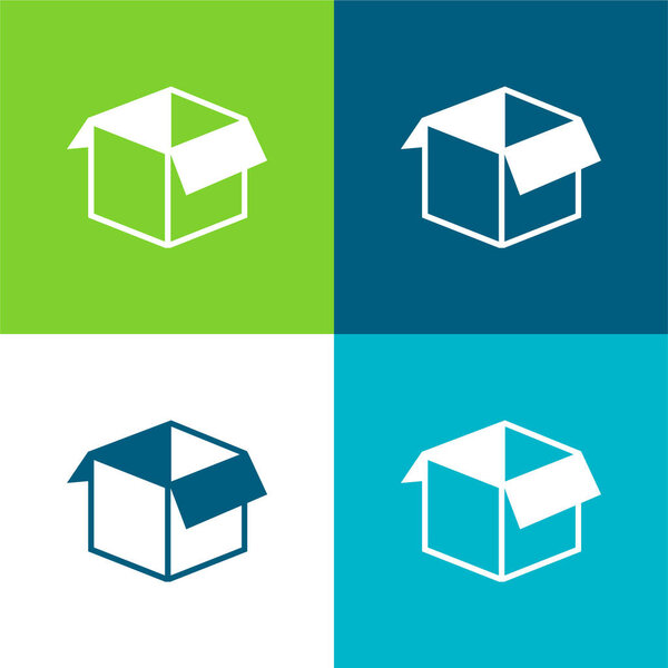 Box Open Shape Flat четырехцветный минимальный набор значков