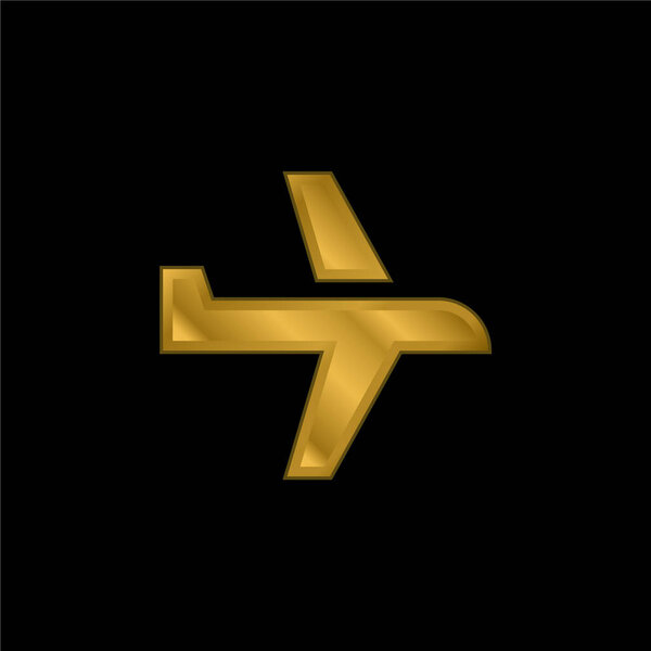 Позолоченная икона самолета или вектор логотипа