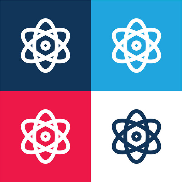 Atomic Energy blue and red four color minimal icon set