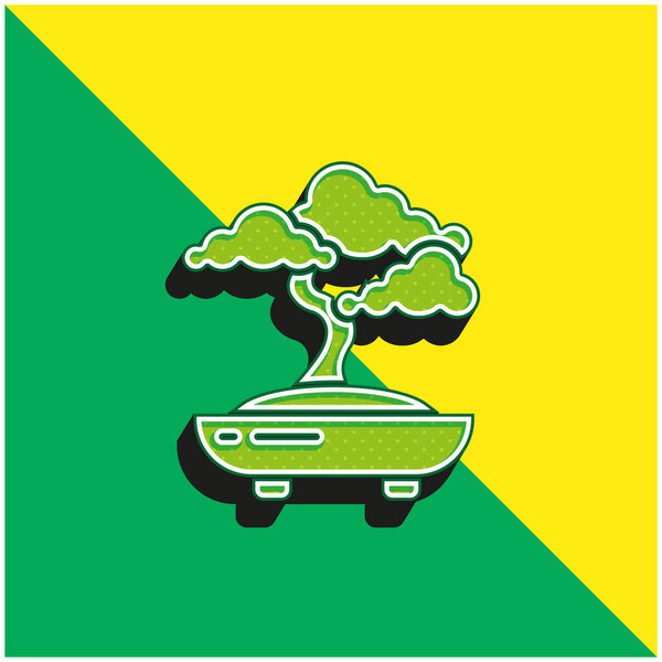 Bonsai Green and yellow modern 3d vector icon logo