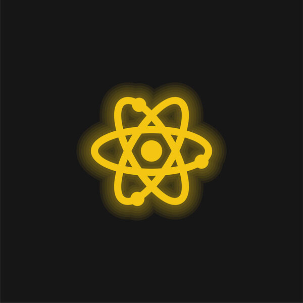 Atom yellow glowing neon icon