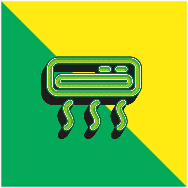 Кондиционер Зеленый и желтый современный 3D логотип векторной иконки
