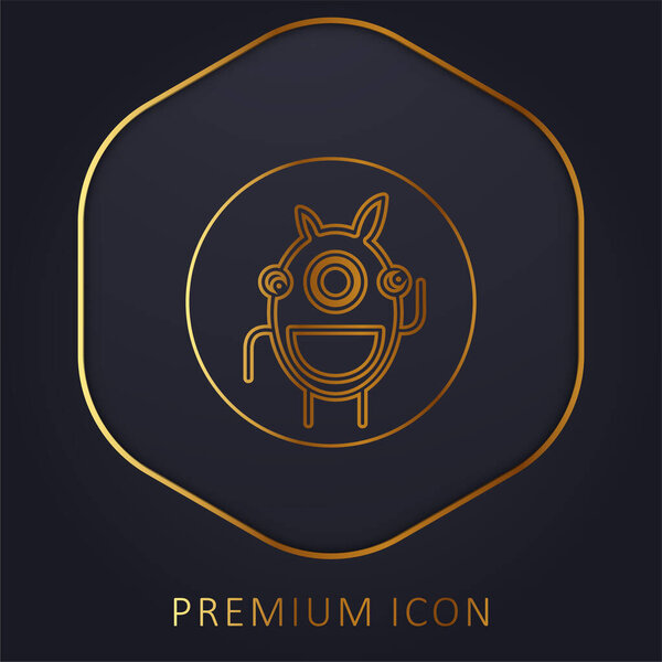 Логотип или иконка золотой линии круга Alien Outline In A Circle