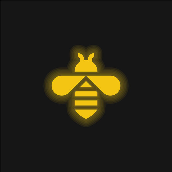 Bee yellow glowing neon icon