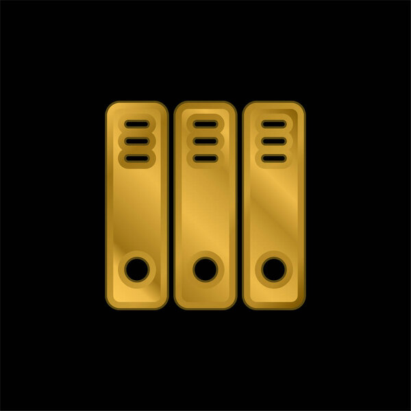 Binders gold plated metalic icon or logo vector