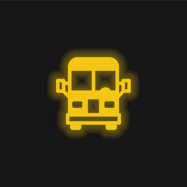 Airport Bus yellow glowing neon icon