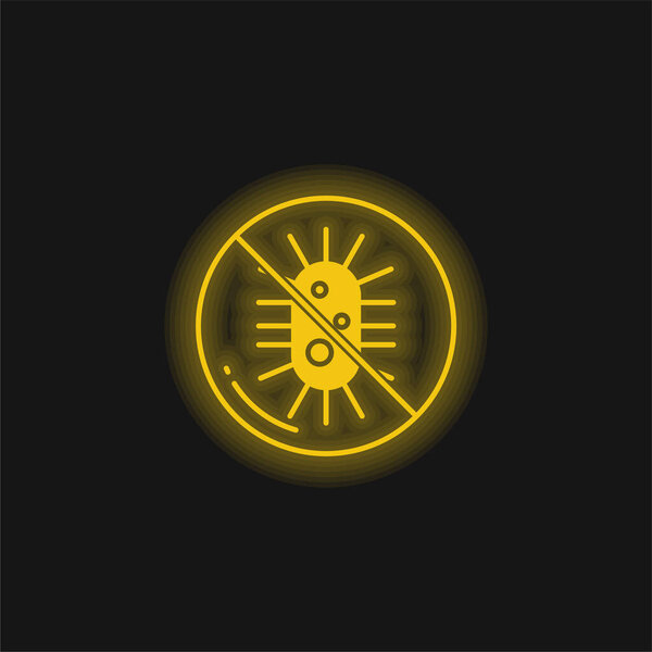 Bacteria yellow glowing neon icon