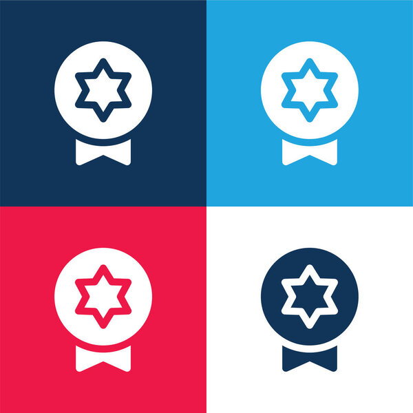 Badge blue and red four color minimal icon set