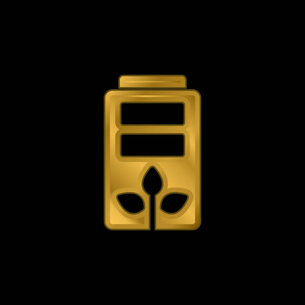 Battery gold plated metalic icon or logo vector