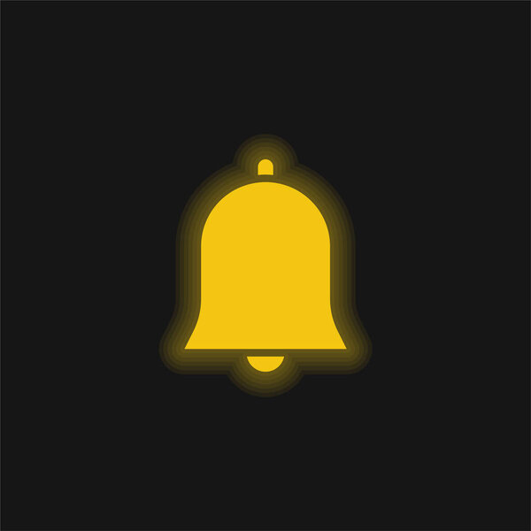 Bell yellow glowing neon icon