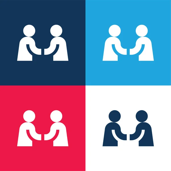 Agreement Blue Red Four Color Minimal Icon Set — Stock Vector