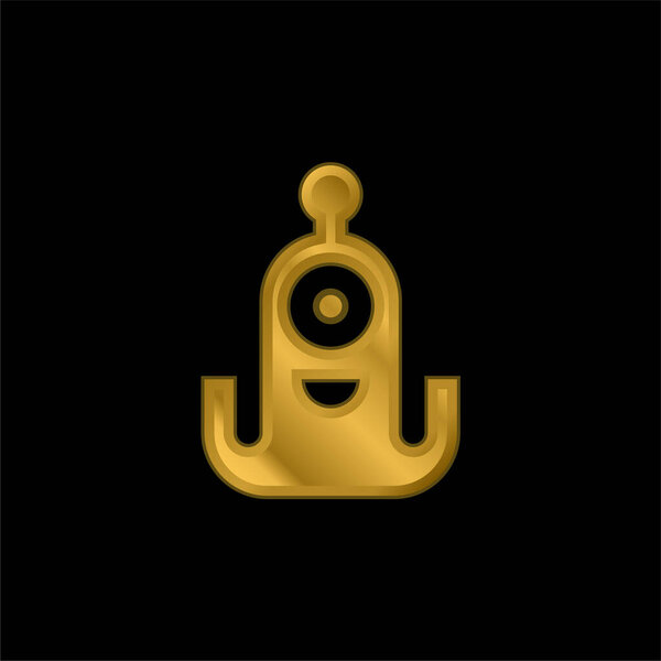 Alien gold plated metalic icon or logo vector
