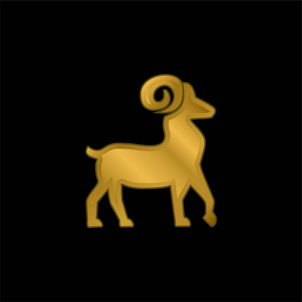 Aries Symbol gold plated metalic icon or logo vector