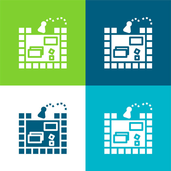Board Game Flat four color minimal icon set