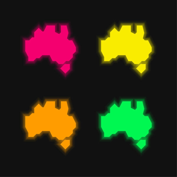 Australia four color glowing neon vector icon