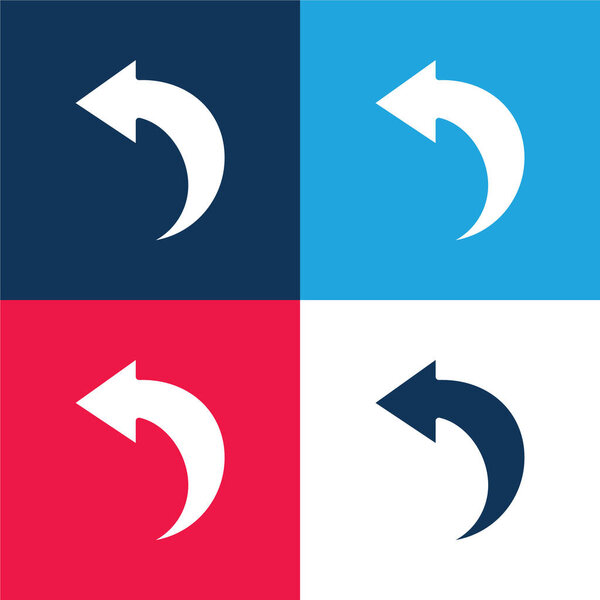 Back Arrow blue and red four color minimal icon set