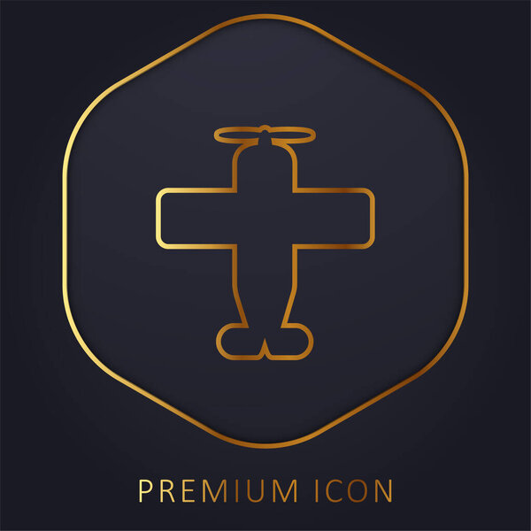 Airplane With One Helix golden line premium logo or icon