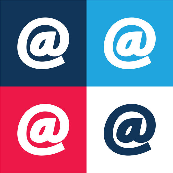 Arroba Symbol синий и красный четыре цвета минимальный набор значков