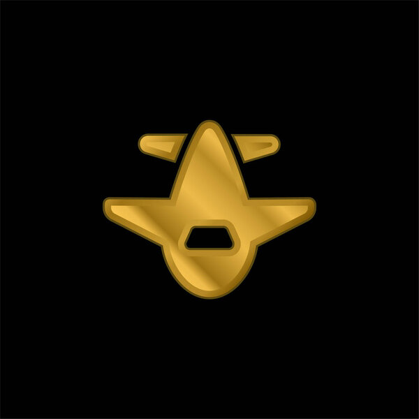 Airliner gold plated metalic icon or logo vector