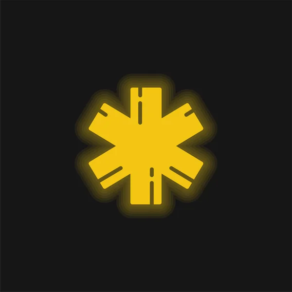 Ambulance Yellow Glowing Neon Icon — Stock Vector