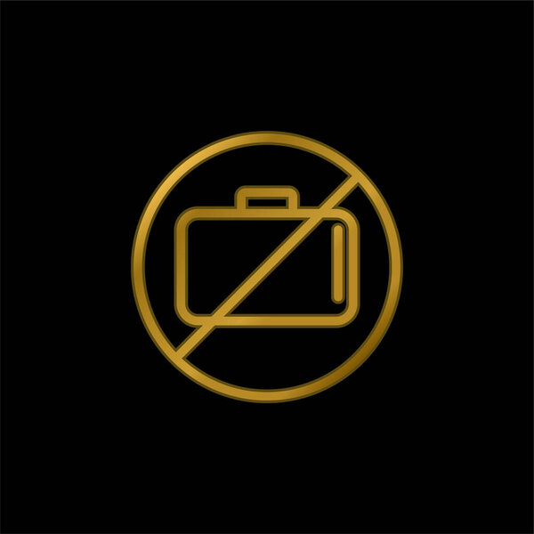 Baggage Ban Signal gold plated metalic icon or logo vector