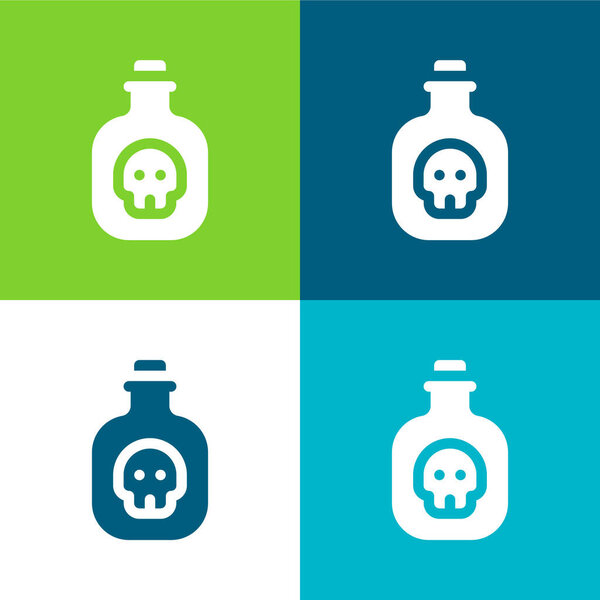 Bottle Flat four color minimal icon set
