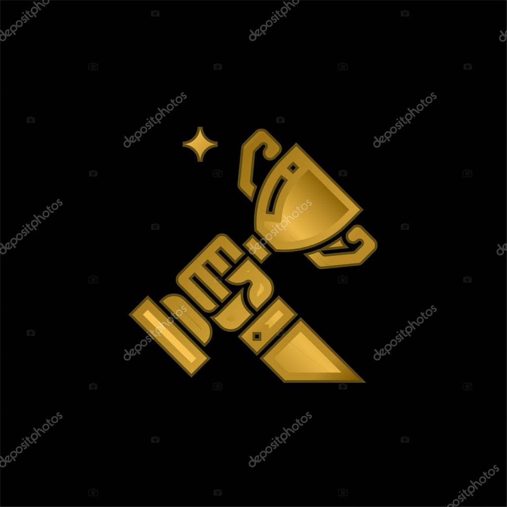 Award gold plated metalic icon or logo vector