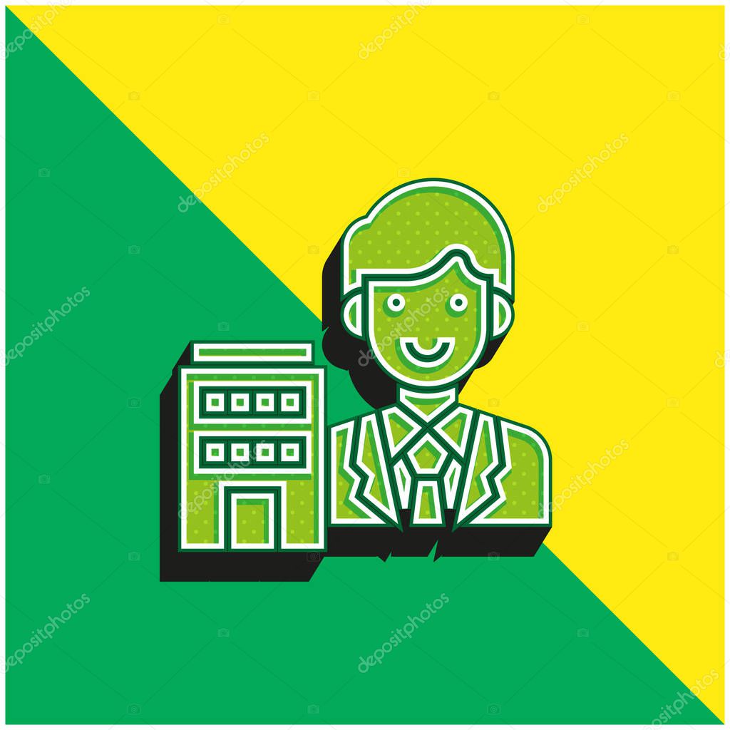 Agent Green and yellow modern 3d vector icon logo