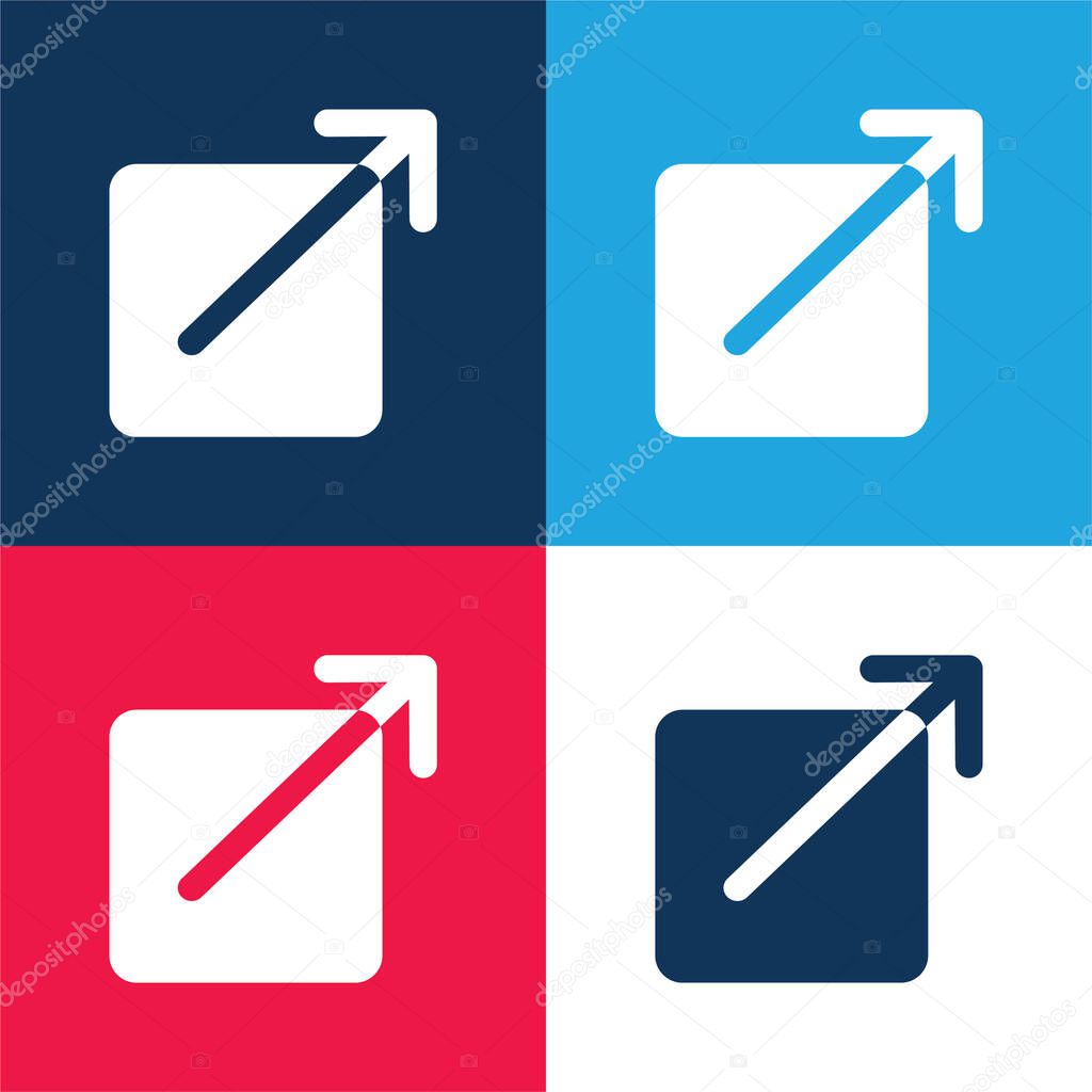Black Square Button With An Arrow Pointing Out To Upper Right blue and red four color minimal icon set
