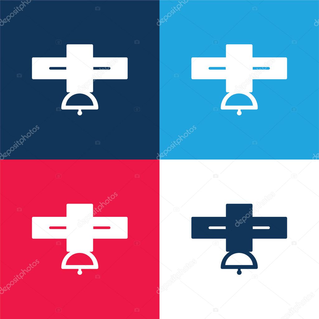 Big Satellite blue and red four color minimal icon set