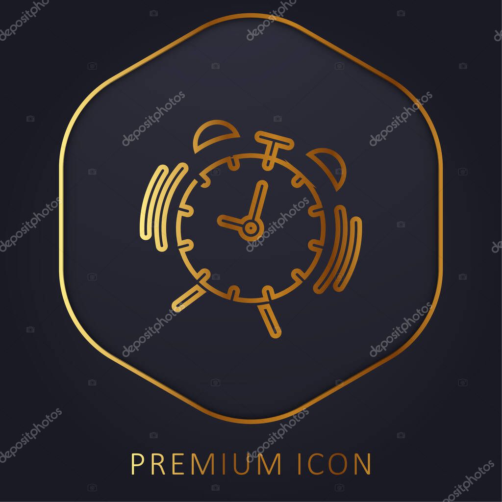 Alarm Clock golden line premium logo or icon