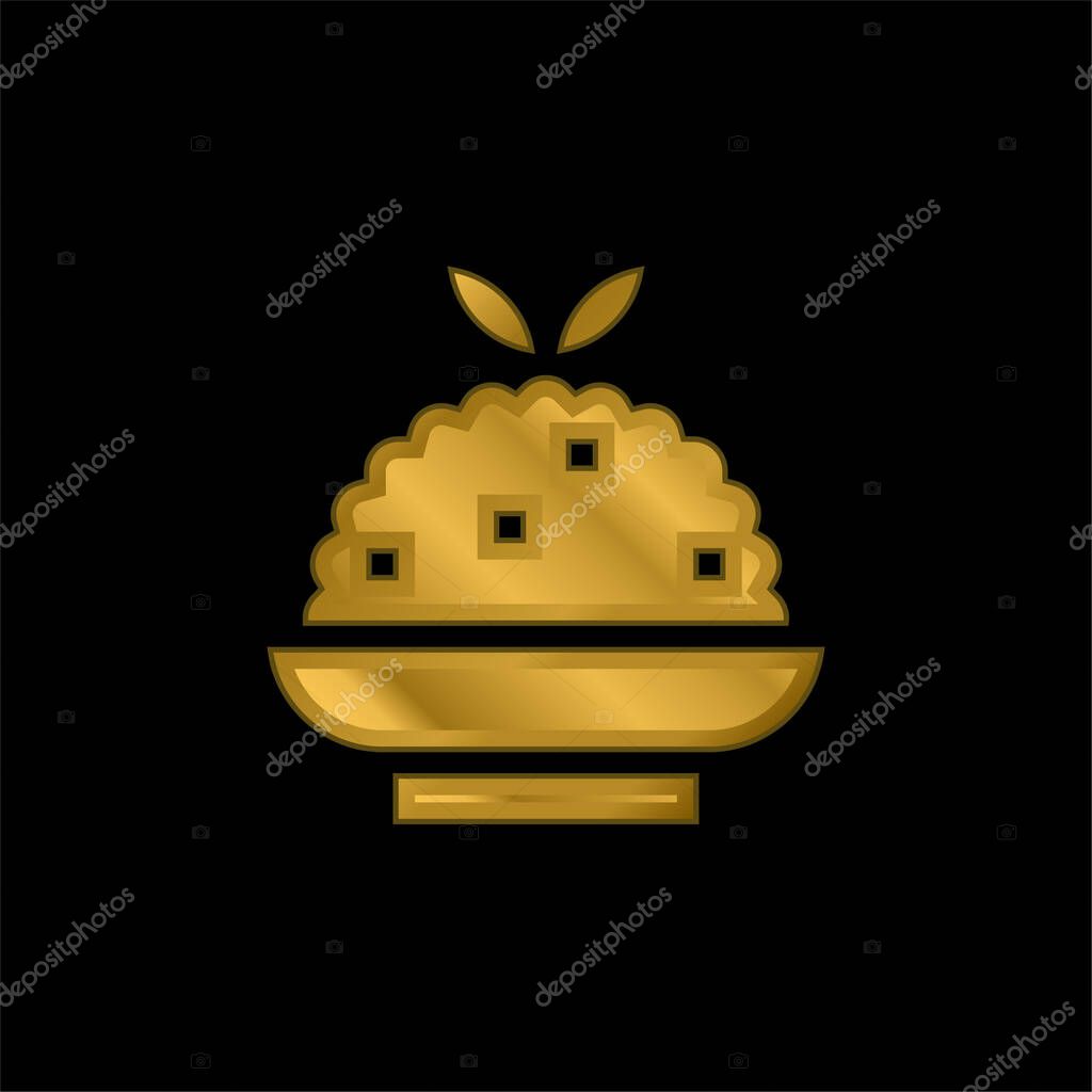 Biryani gold plated metalic icon or logo vector