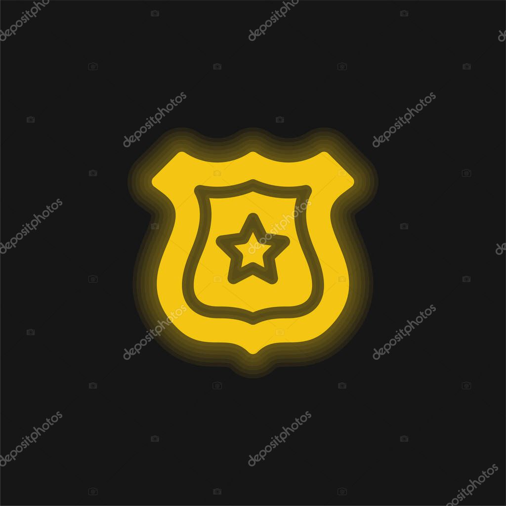 Badge yellow glowing neon icon