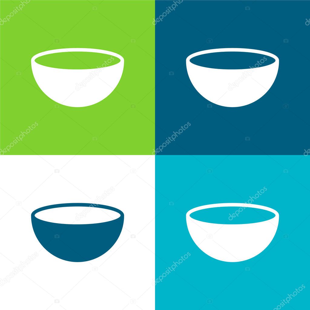 Bowl Flat four color minimal icon set