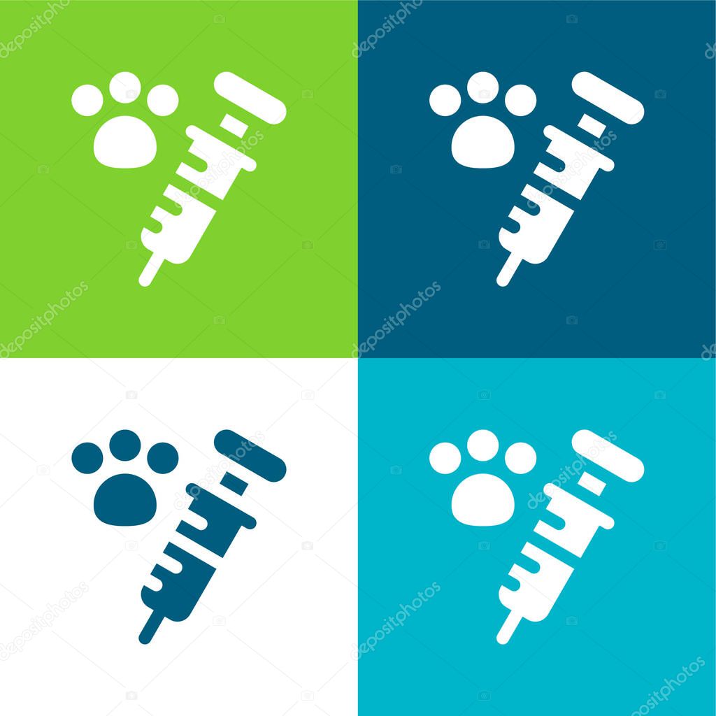 Animal Vaccination Flat four color minimal icon set