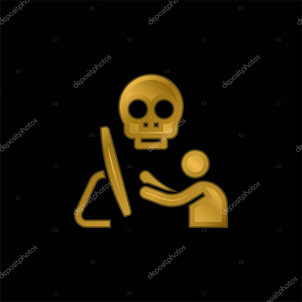 Anonymous gold plated metalic icon or logo vector