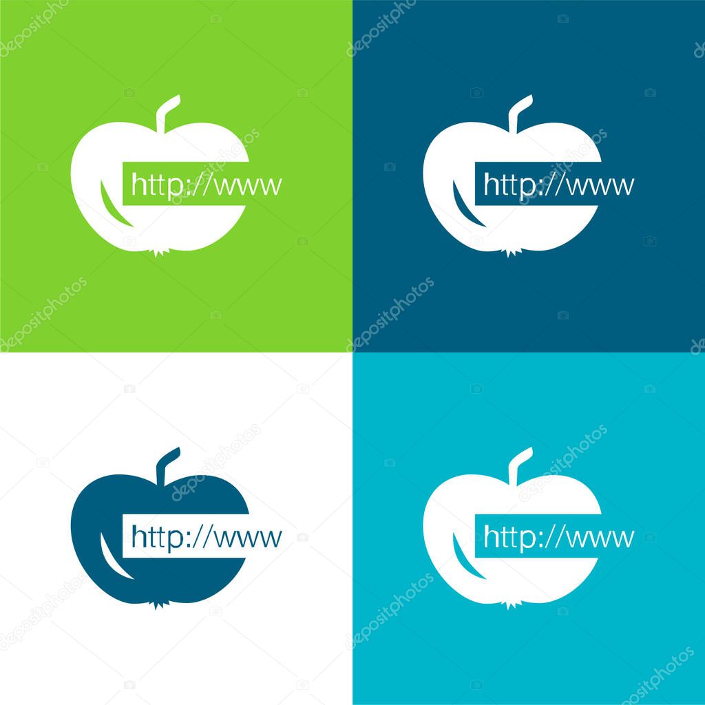 Apple Link Flat four color minimal icon set
