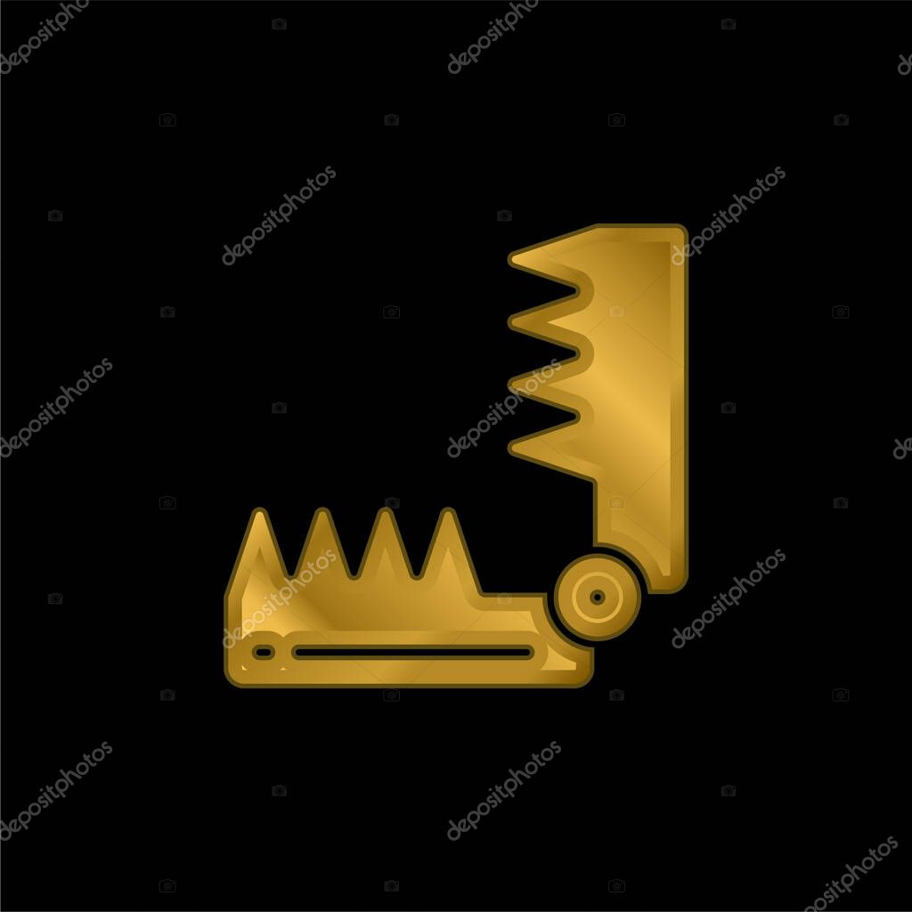Bear Trap gold plated metalic icon or logo vector