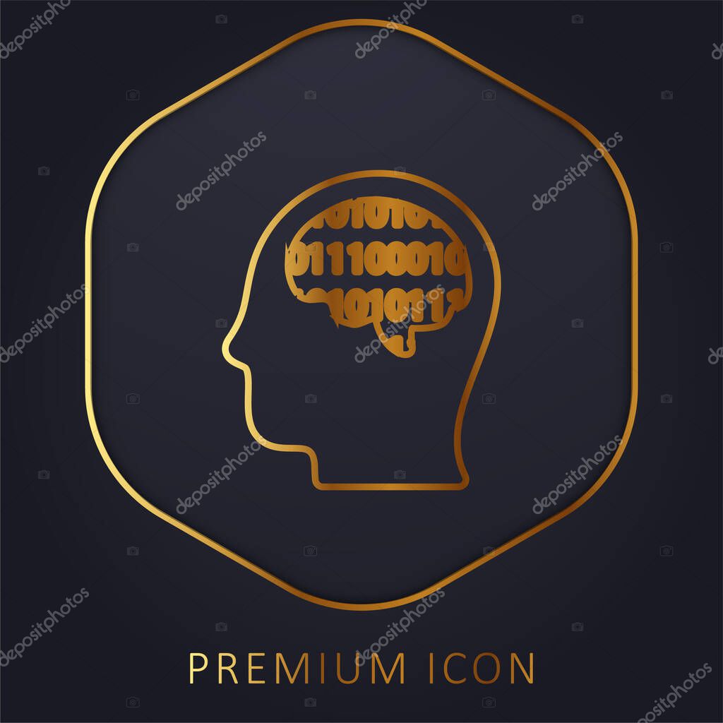 Binary Thinking golden line premium logo or icon