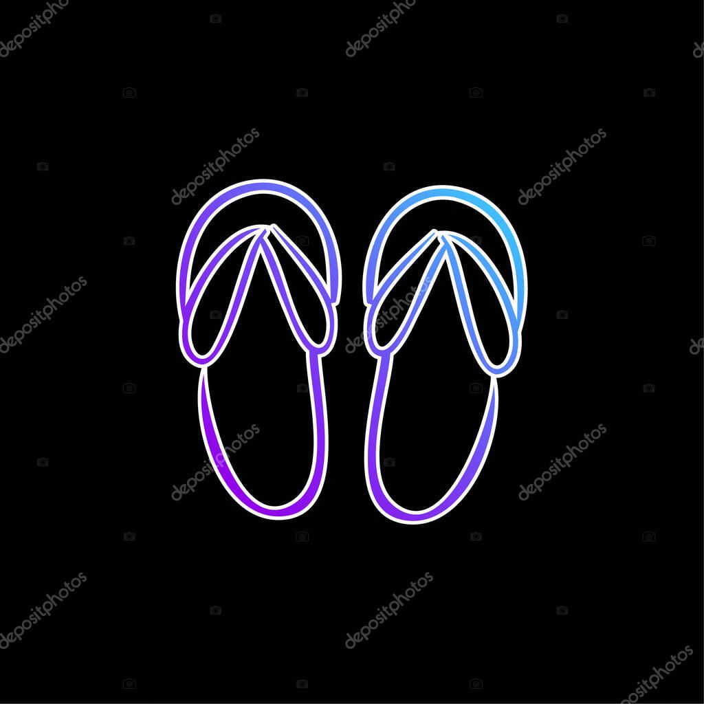 Beach Sandals Hand Drawn Outline blue gradient vector icon