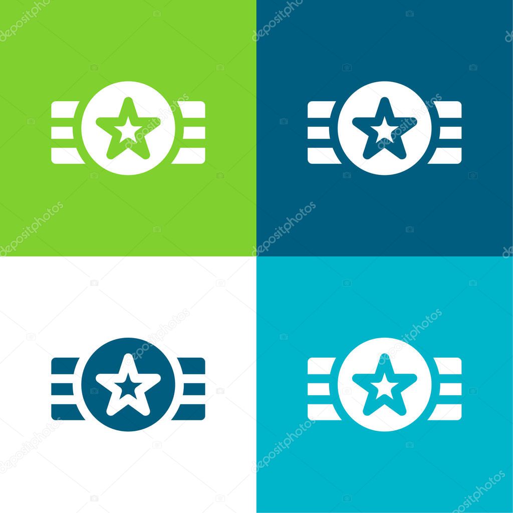Badge Flat four color minimal icon set